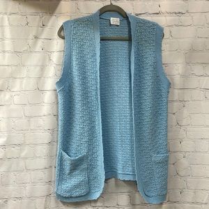 Vintage Orlon Acrylic made in USA open sweater grandmother cardigan vest size L